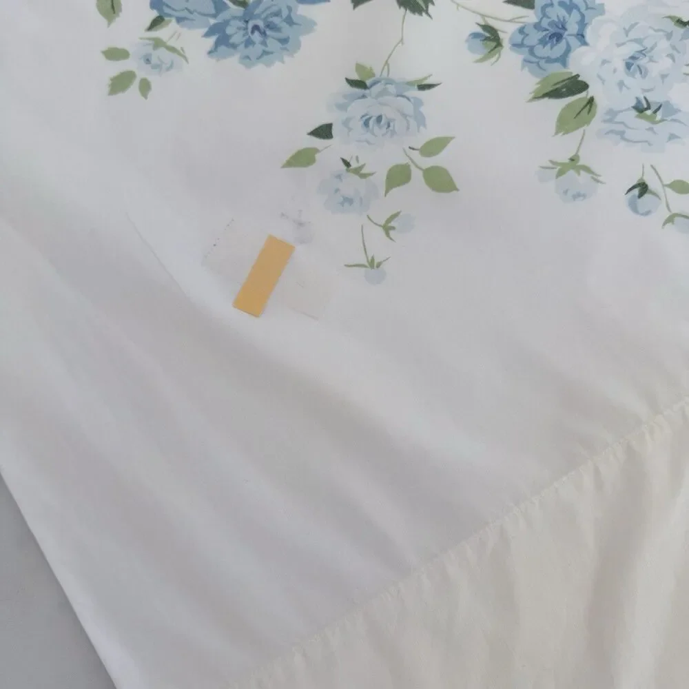 Vtg Fieldcrest Blue Floral King Pillowcases Cottagecore 100% Cotton USA READ